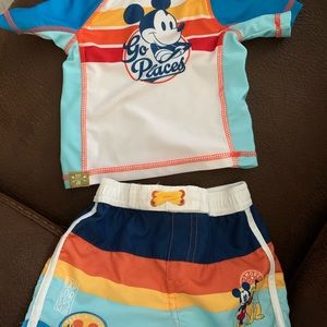Disney Store Boys Rash Guard & Trunks